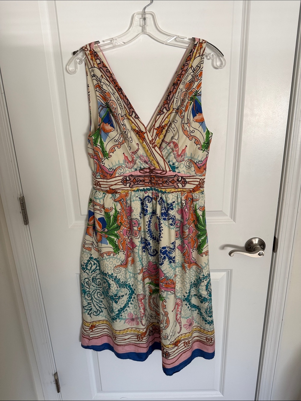 Floral Print V-Neck Sleeveless Summer Dress - Cream Multi